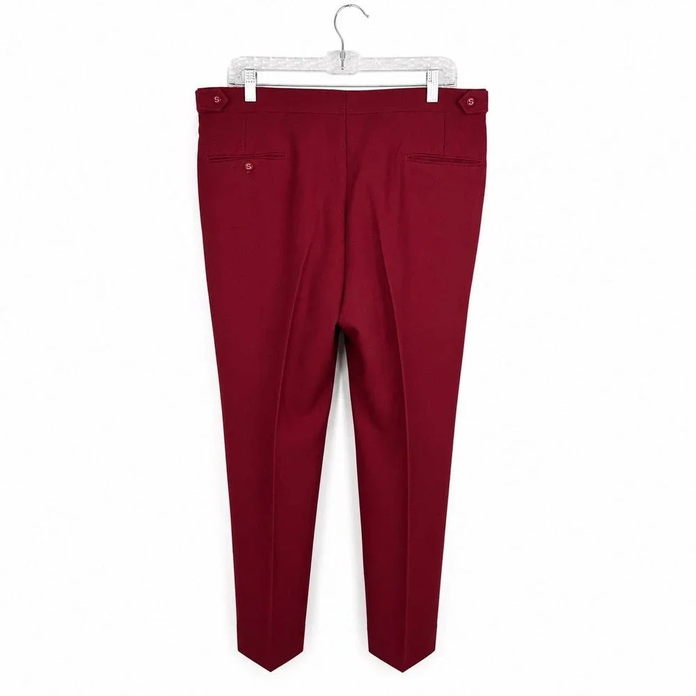 Vintage Sansabelt Jaymar Slacks Men 38 Burgundy Red Flat Front Dress Pants Golf